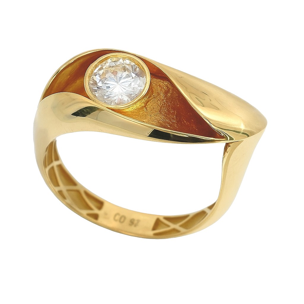 5MM CZ LEAF RING.