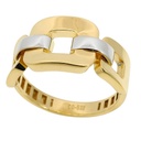 TWO TONE LINK GOLD RING.