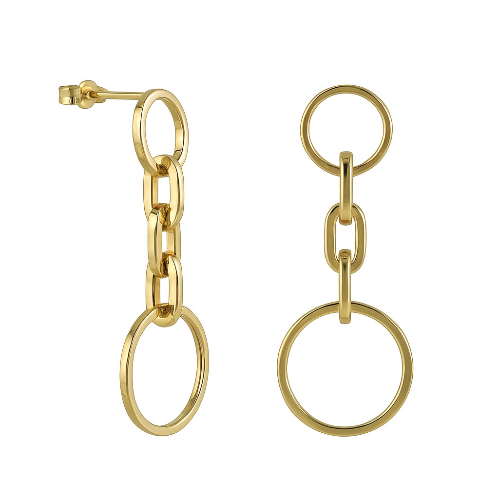 PENDIENTES CIRCULO Y ESLABONES,31MM.