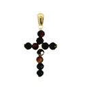 3MM EYE OF TIGER COLOR BALLS CROSS PENDANT.20x14MM