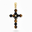 3MM EYE OF TIGER COLOR BALLS CROSS PENDANT.20x14MM