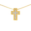 5x5MM CROSS NECKLACE WITH 11 DIAMONDS 0.044 CT H-SI.0.04 CT TW.
