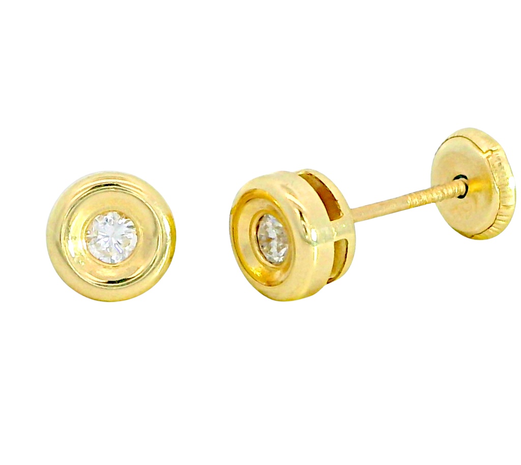 5 MM BEZEL DIAMOND STUD EARRINGS.H-SI.0.10 CT TW
