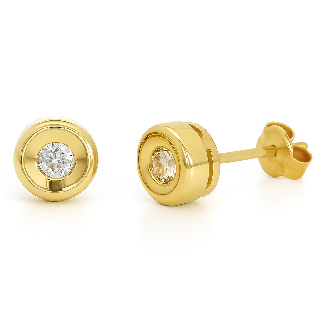 5'5MM BEZEL DIAMOND STUD EARRINGS.H-SI.0.18 CT TW