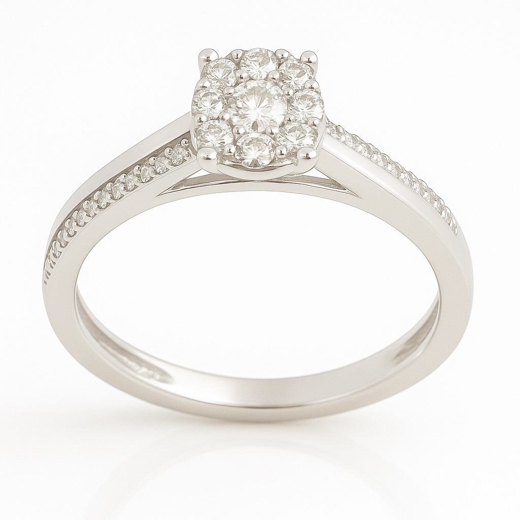 WHITE GOLD DIAMOND RING.QUALITY SI 1 ,COLOR H.0.26 CT TW