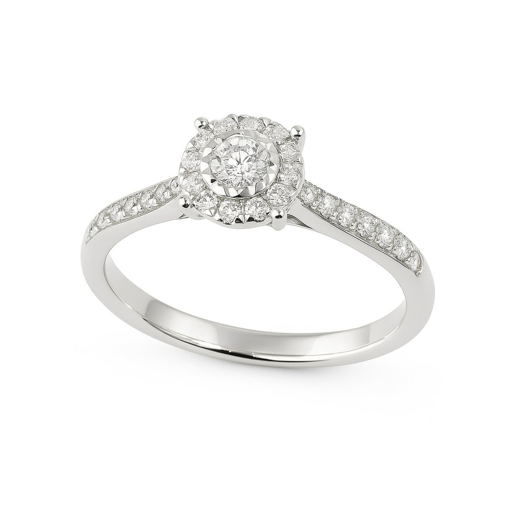 SORTIJA BRILLANTES DI 10 RD 0.10 CT SI-H 14 SC 0.09 1RD 0.10 2RD 0.011 CT.0.30 CT TW
