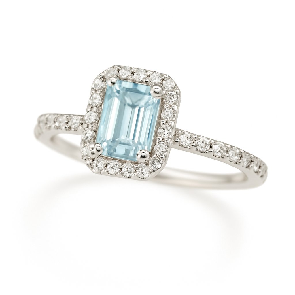 SORTIJA BRILLANTES DI RD VSI H 0.283 1 AGUA MARINA 0.512 CT.0.28 CT TW