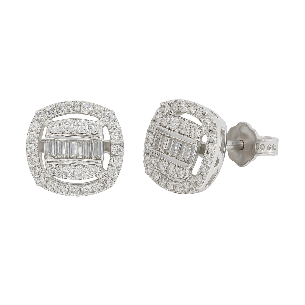 PENDIENTES BRILLANTES Di 48 RD 0.147 DI 8 RD SI H 0.058 CT DI 8 RD SI H 0.08 8SC 0.025 CT.0.31 CT TW