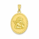 14MM OVAL ANGEL MEDAL.GREEK KEY PATTERN.