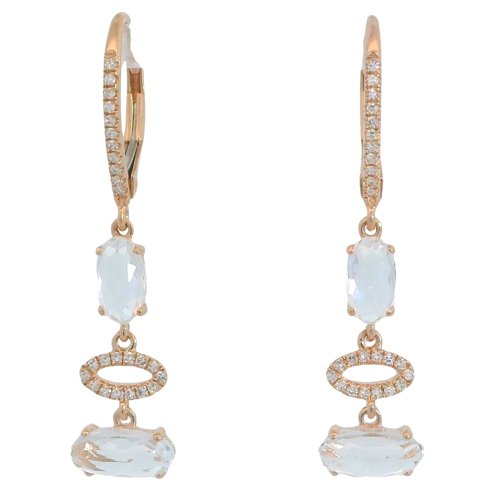 DIAMOND AND TOPAZ LEVERBACK EARRINGS.DIAMONDS H-SI 0.12 CT TW.