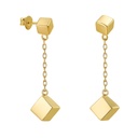 GOLD CUBES AND CHAIN DANGLING EARRINGS