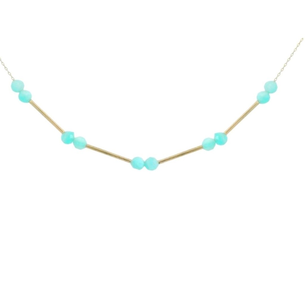 GOLD TUBES AND AMAZONITE NECKLACE