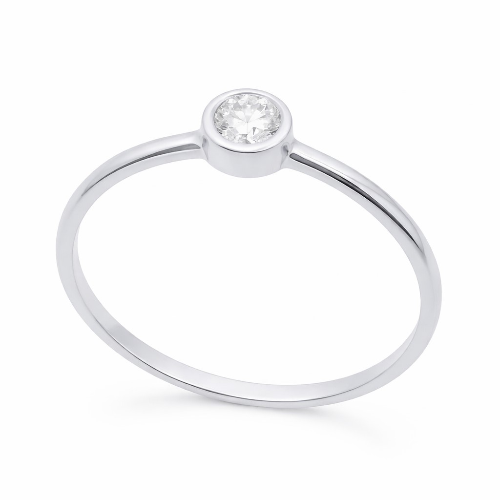 3MM DIAMOND WHITE GOLD SOLITAIRE RING.QUALITY VS.COLOR H.0.11 CT