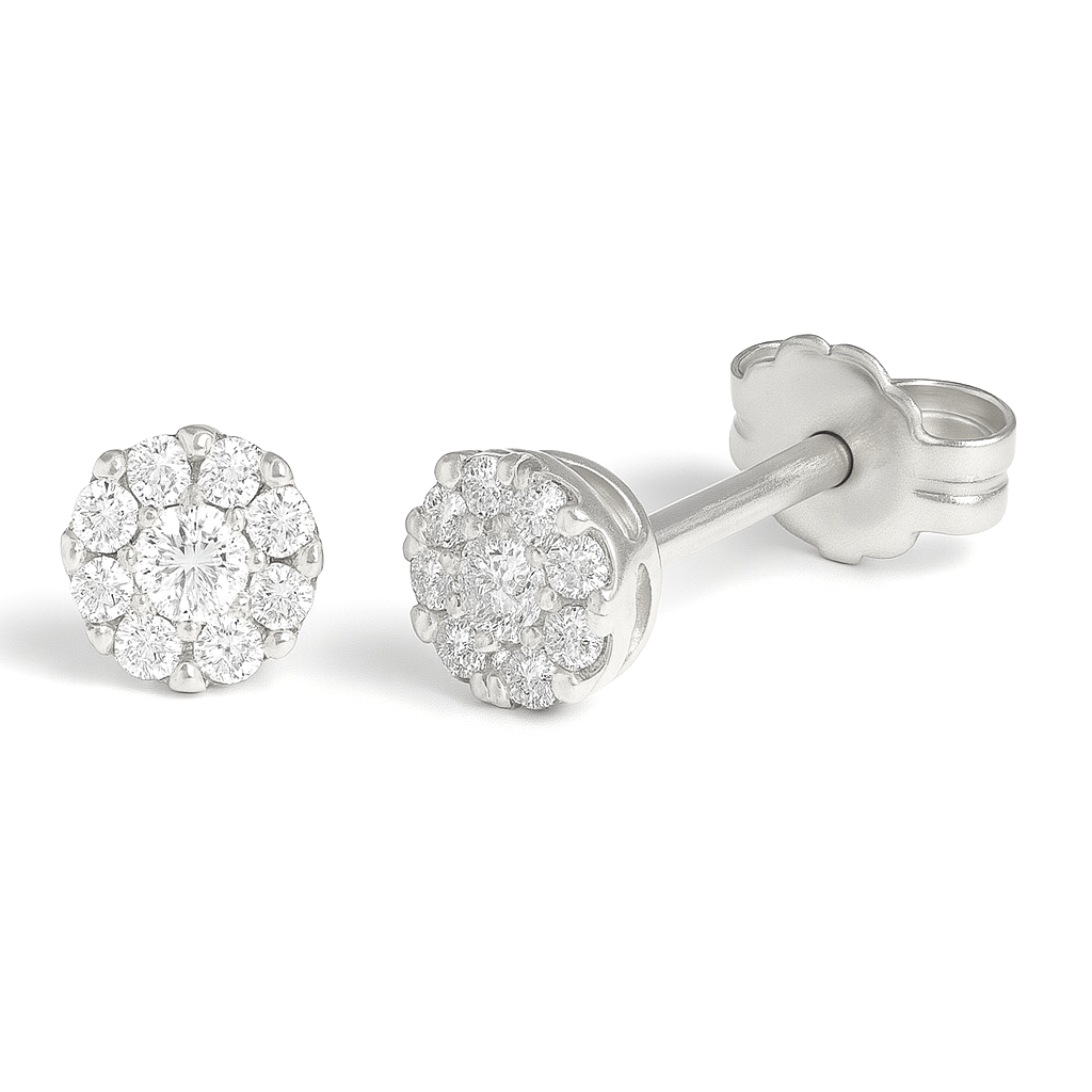 DIAMOND STUD EARRINGS.QUALITY SI.COLOR H.0.15 CT TW