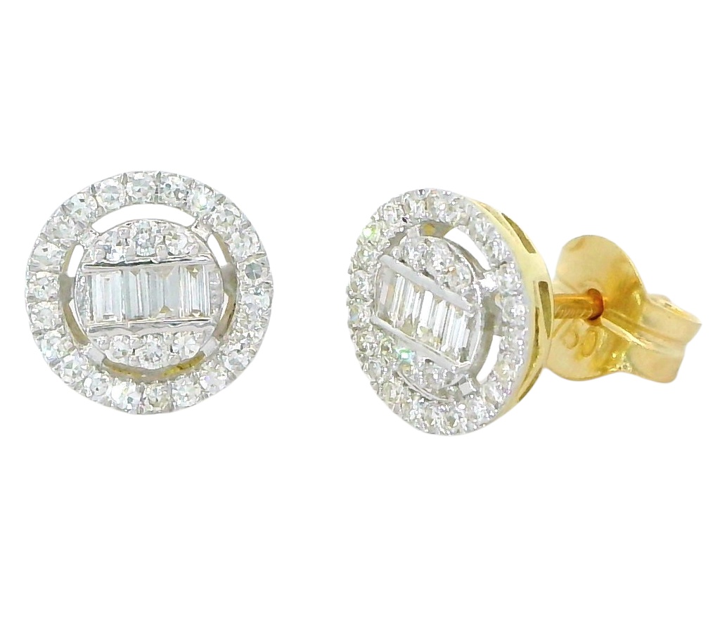 ROUND DIAMOND STUD EARRINGS.QUALITY SI.COLOR H.0.31 CT TW