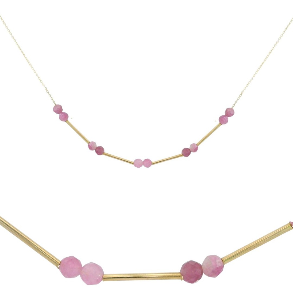 GOLD CUBES AND TOURMALINE BALLS NECKLACE