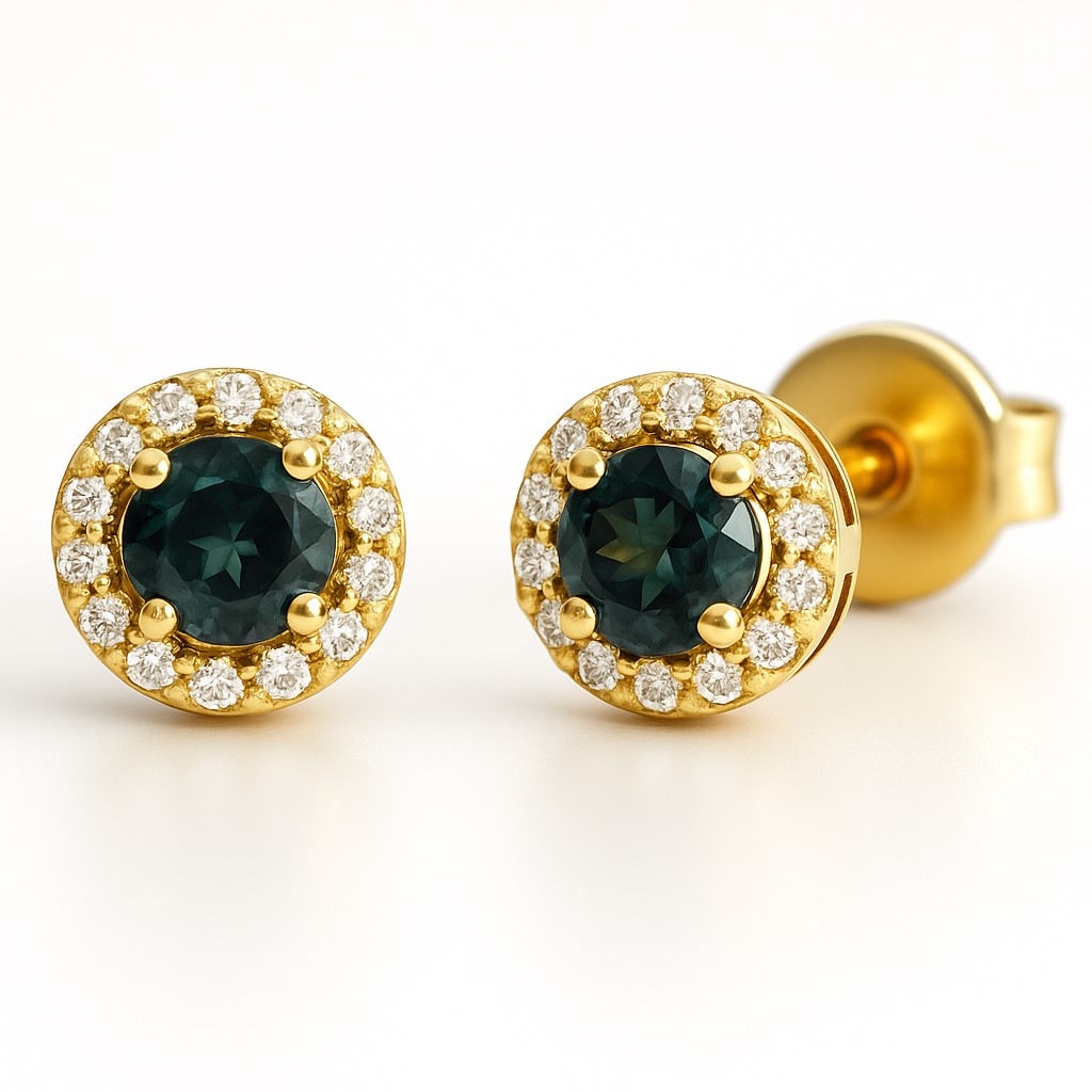 3MM LONDON BLUE TOPAZ  AND CZ STUD EARRINGS.5MM