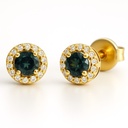 3MM LONDON BLUE TOPAZ  AND CZ STUD EARRINGS.5MM