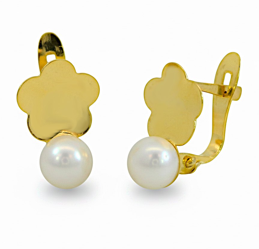 FLOWER AND PEARL FIRST COMMUNION LEVERBACK EARRINGS