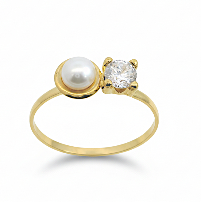 FRESHWATER PEARL AND CZ FIRST COMMUNION RING