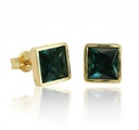PENDIENTES CUADRADOS 6x6 MM PIEDRA TOPACIO LONDON BLUE