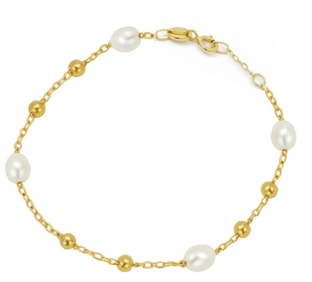 GOLD BALLS AND FRESHWATER PEARLS BRACELET