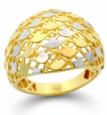 TWO TONE GOLD LEAVES RING