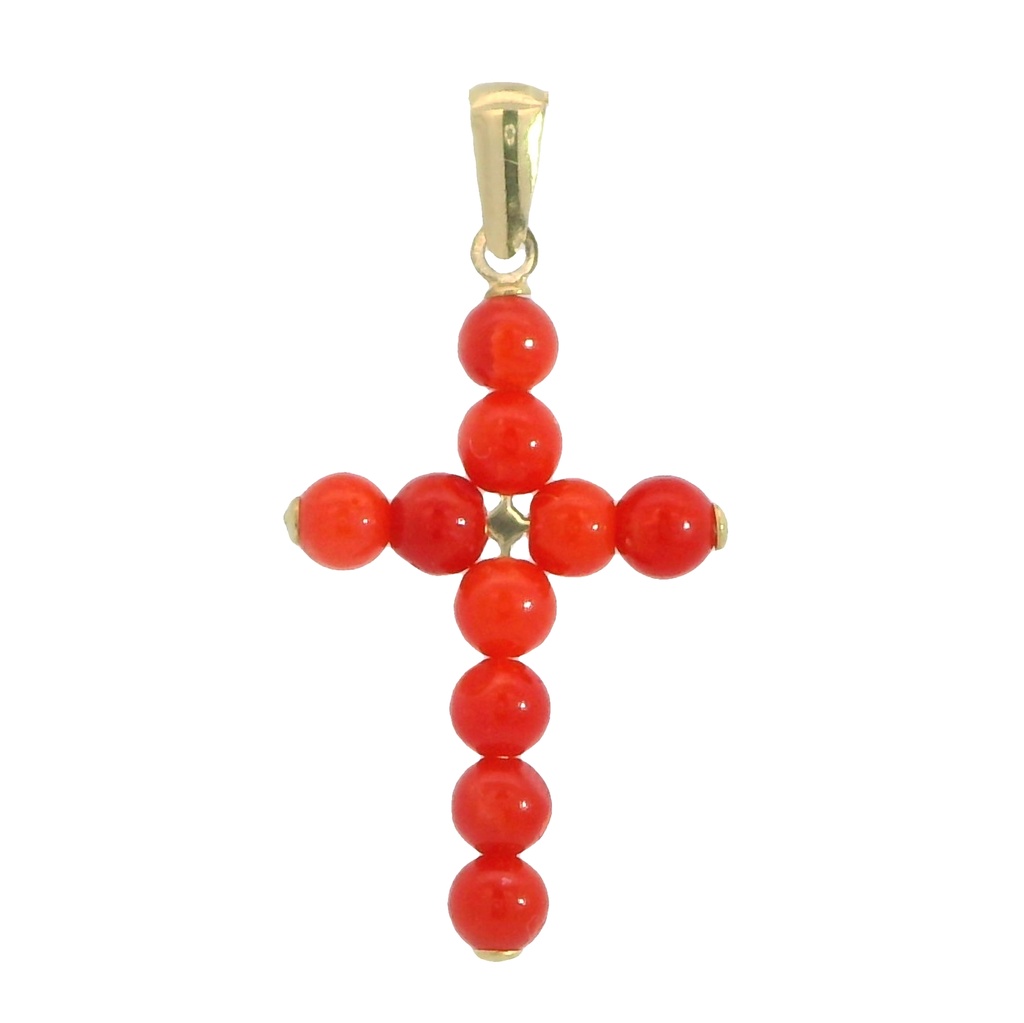 3MM CORAL REEF BALLS CROOS PENDANT.20x14MM.