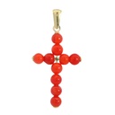 3MM CORAL REEF BALLS CROOS PENDANT.20x14MM.