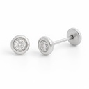 PENDIENTES CHATON CIRCONITA DE  2.5MM.ROSCA.BLANCO.
