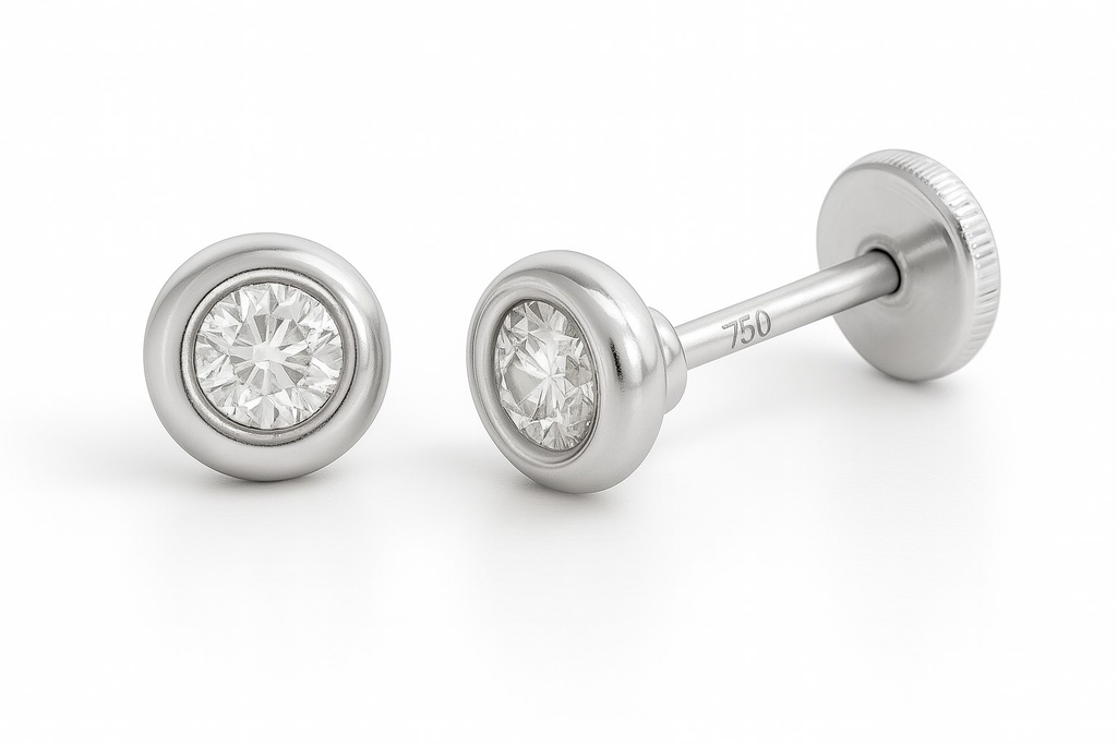 3MM WHITE GOLD STUD EARRINGS.