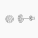 PENDIENTES CHATON CIRCONITA DE  3MM. ORO BLANCO.PRESION.