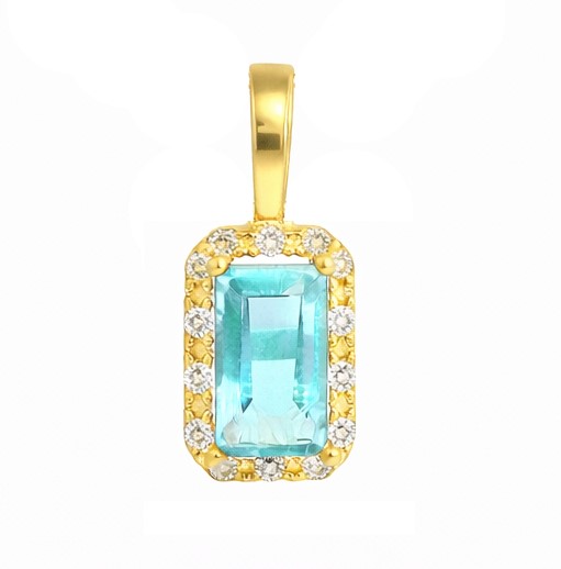 5x3MM AQUAMARINE AND CZ PENDANT