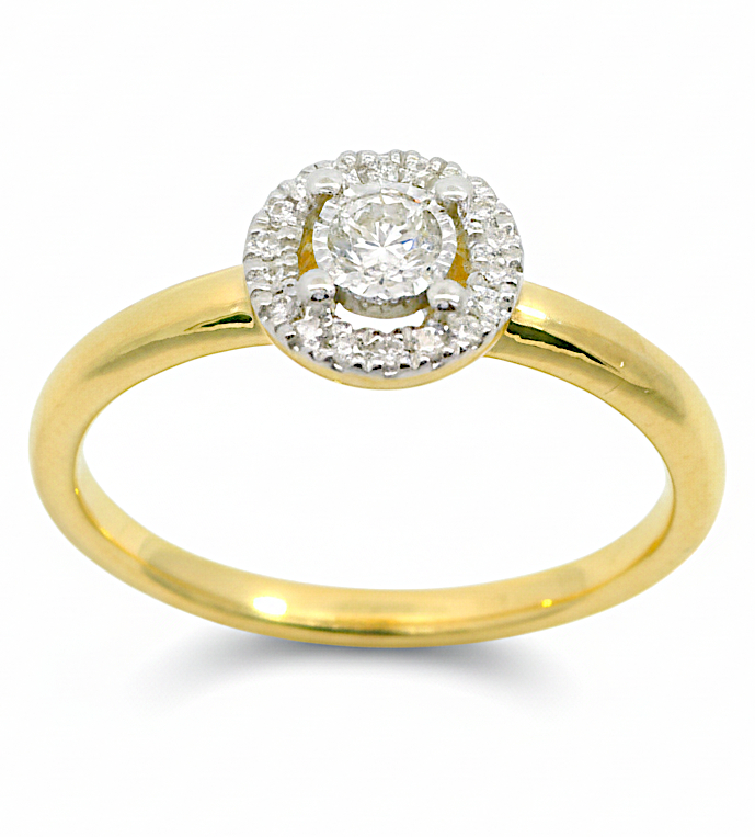 SORTIJA BRILLANTES DI 1RD 0.10 CT 18RD 0.05. 0.15 CT TW