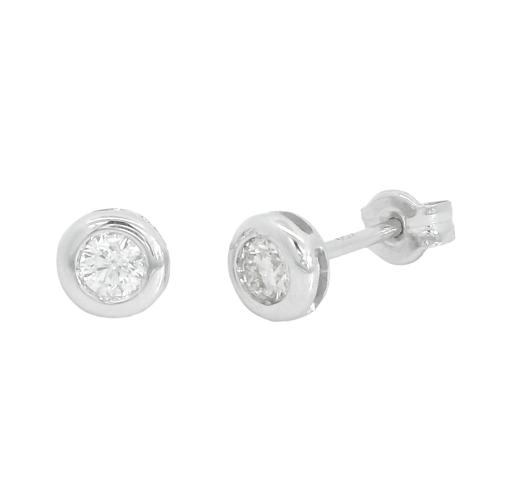 PENDIENTES CHATON FUNDICION  5MM. BRILLANTES H-SI1 0.20 CT TW.