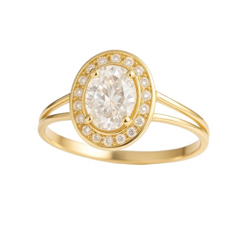 10MM OVAL RING WITH 7x5MM CZ.