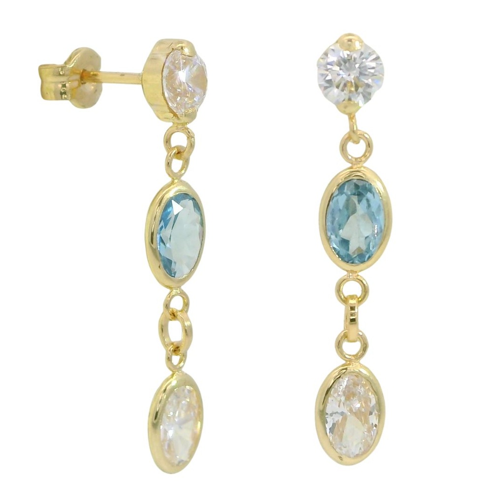 PENDIENTES LARGOS 24MM LISO CON 1 PIEDRA EN COLOR AGUA MARINA (copia)