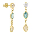 24MM DANGLING EARRINGS WITH AQUAMARINE COLOR AND WHITE CZ.