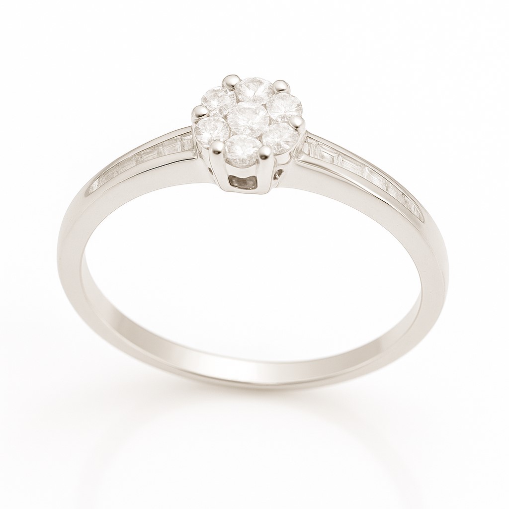 SORTIJA CUAJO BRILLANTES SI1-H .0.26 CT TW.