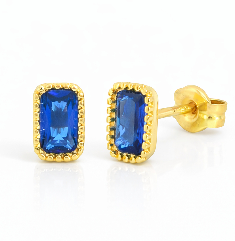 6x4MM NANO SAPPHAIRE STUD EARRINGS