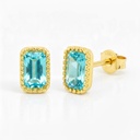 PENDIENTES CIRCONITA OCTOGONO COLOR AGUAMARINA DE 6x4MM.9 KILATES