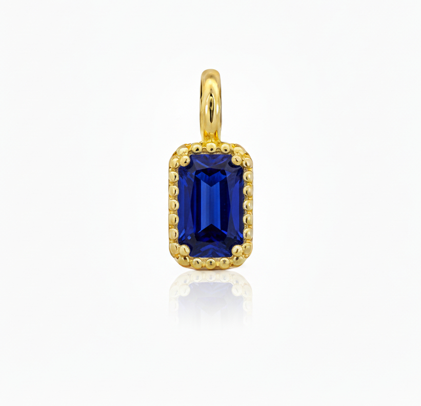 COLGANTE OCTOGONO NANO ZAFIRO DE 6x4MM.9 KILATES