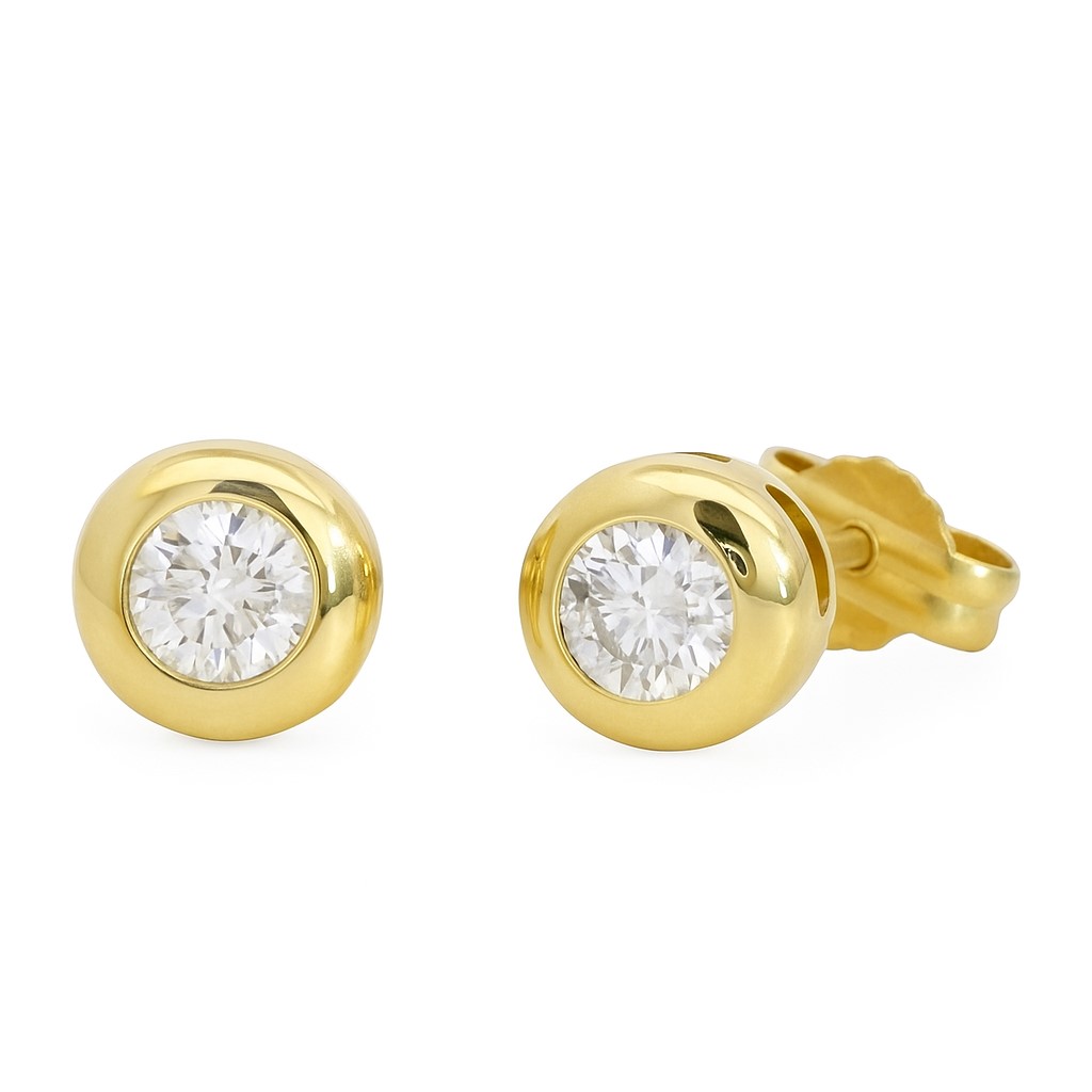 5MM DIAMOND BEZEL STUD EARRINGS.DIAMONDS H-SI 0.20 CT TW