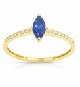 7MM NANO SAPPHIRE AND CZ 9 KARAT GOLD RING