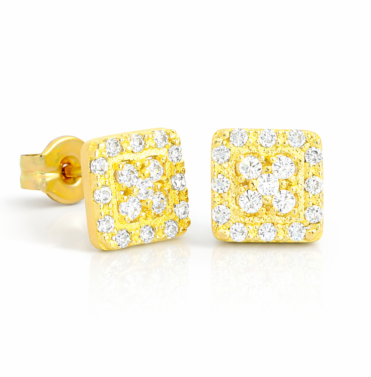 PENDIENTES CUADRADOS 5MM CON CIRCONITAS.PRESION