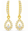 PENDIENTES LARGOS ,PERA CON CIRCONITAS.PRESION.18MM.9KILATES