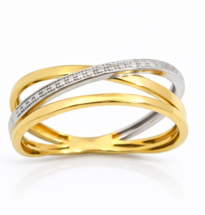 SORTIJA BICOLOR CON DIAMANTE 0.004 CT TW.9 KILATES