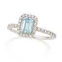 0.512 CT AQUAMARINE AND DIAMOND RING.DIAMOND QUALITY VSI.COLOR H.0.28 CT TW