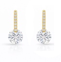 9 KARAT GOLD ROUND CZ DANGLING EARRINGS.PUSHBACK