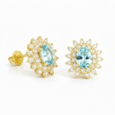 5x4MM AQUAMARINE COLOR CZ STUD EARRINGS.9 KARAT